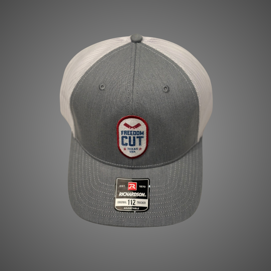 Freedom Cut Gray on White Hat